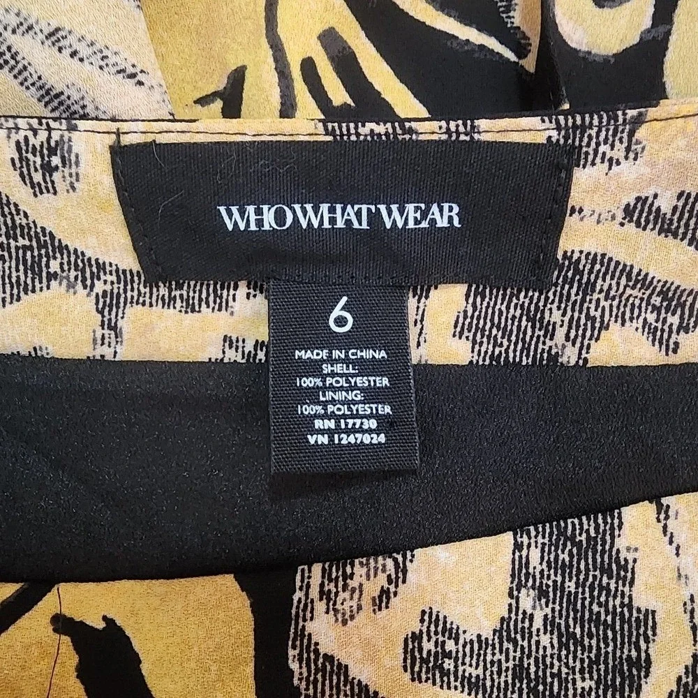 Who What Wear‎ Car Wash Skirt Yellow Black Floral Flowy Lined